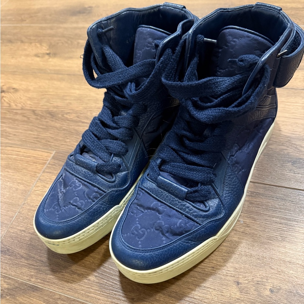Gucci Men's Dark Blue High-Top Sneakers